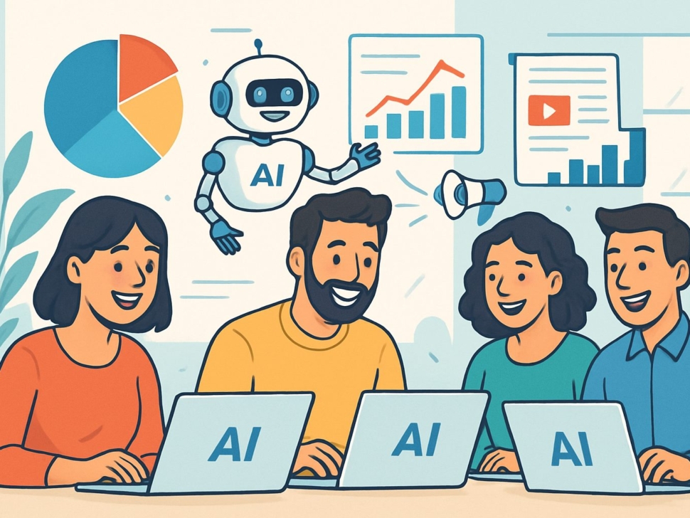 AI-powered digital marketing illustration